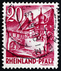Postage stamp Rhine, Germany 1948 Street Corner, St. Martin