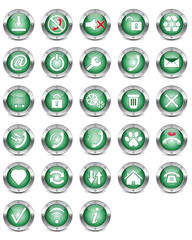 Set of green techno button