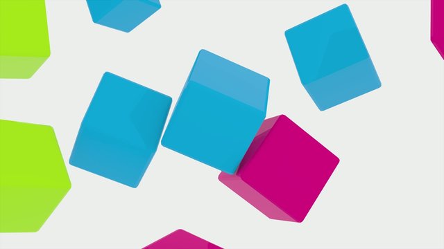 3D animation COLORED CUBES BOUNCING AND SPINNING 03