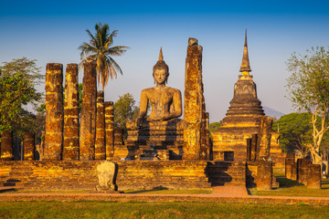 Sukhothai ruin old city country Thailand - obrazy, fototapety, plakaty