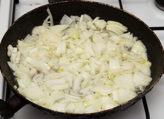 fried onions in a pan