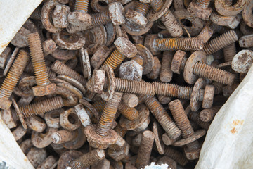 Old rusty bolts and nuts.