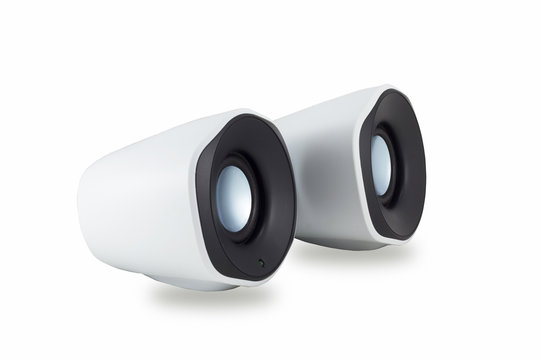 Pair of isolated white speakers
