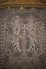 Vintage brown  leather texture closeup .