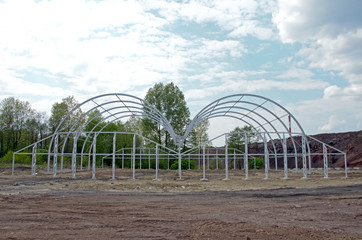 Construction site of modern warehouse