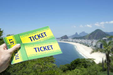Hand Holding Brazil Tickets Rio Beach