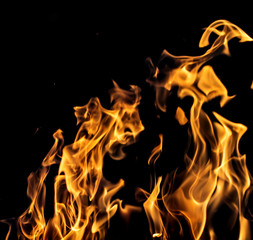 flame fire on black background