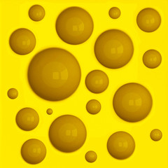 Yellow porous cheese background, 3d