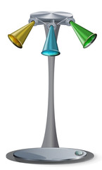 Modern floor metallic lamp with colorful spotlights