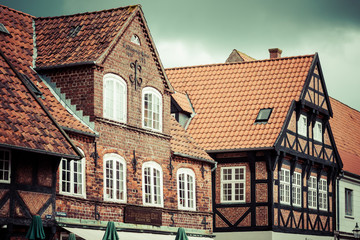 half timbered traditional house in ribe denmark