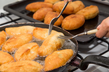 cakes fried in a pan