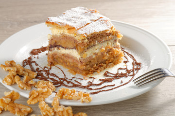 Gibanica - traditional slovene cake pie, filled with walnuts