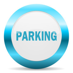 parking blue glossy icon