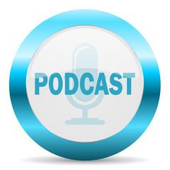 podcast blue glossy icon