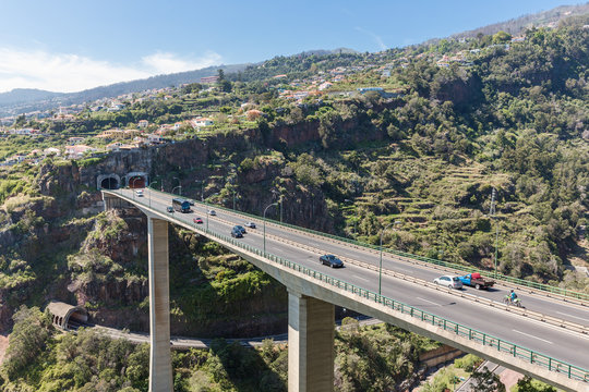 Bridge with highway at Madeira Island, Portugal