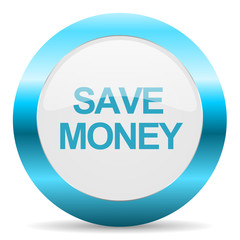 save money blue glossy icon