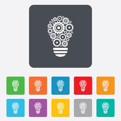 Light lamp sign icon. Bulb with gears symbol.