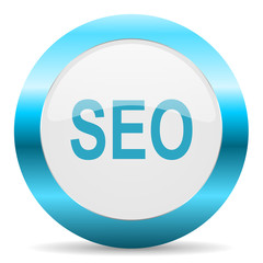seo blue glossy icon
