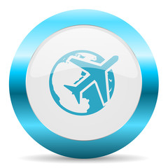 travel blue glossy icon