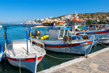 Fototapeta na wymiar Elounda harbour. Crete, Greece