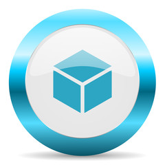 box blue glossy icon