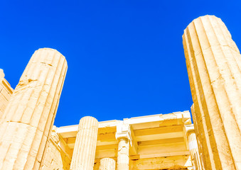 Propylaia of Acropolis rock in Athens Greece