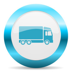 delivery blue glossy icon