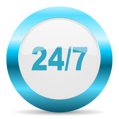 24/7 blue glossy icon