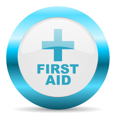 first aid blue glossy icon