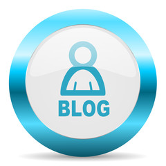 blog blue glossy icon