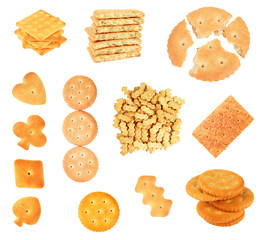 Collage of tasty cookies isolated on white