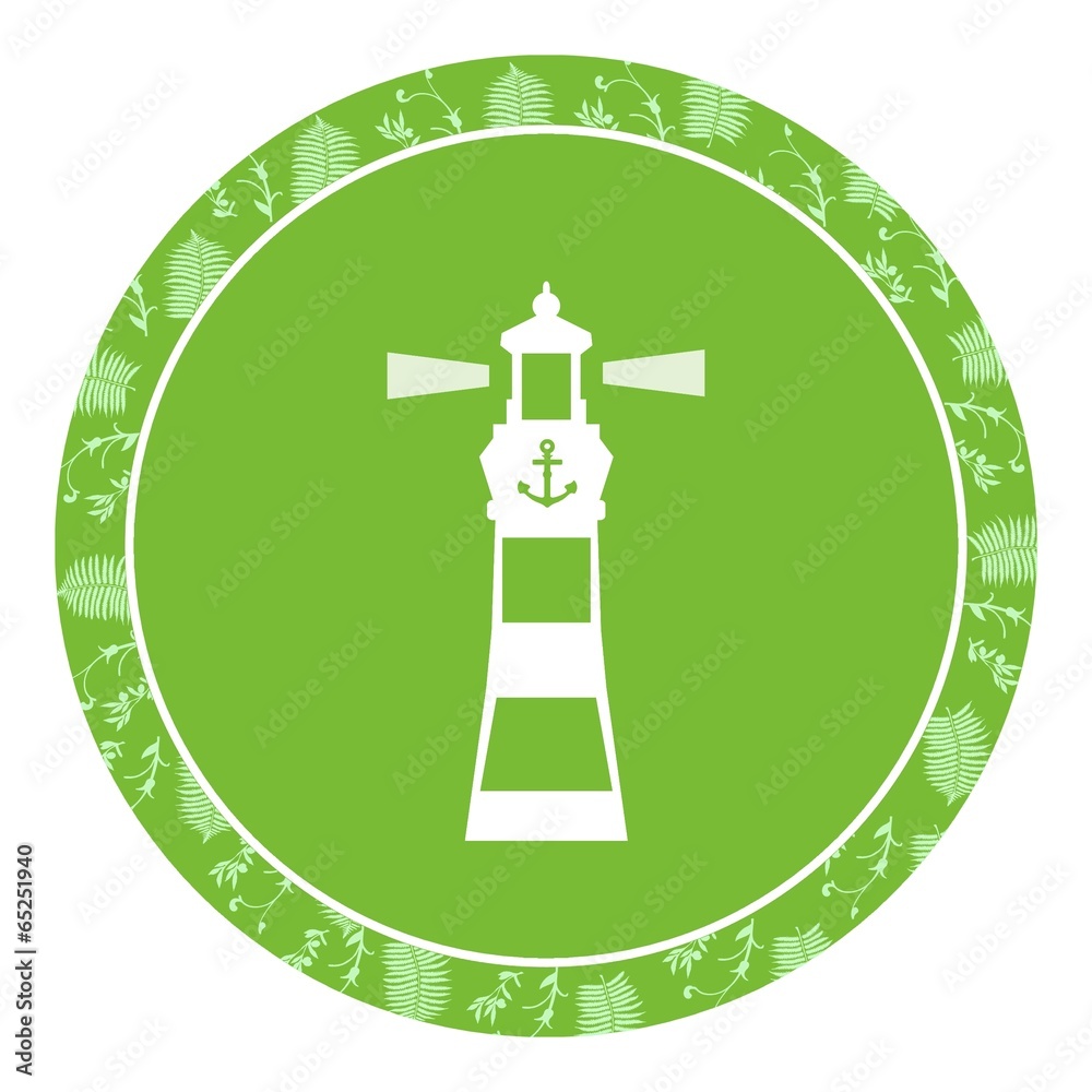 Poster Phare dans un panneau vert