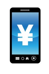 Symbole du Yen dans un téléphone mobile
