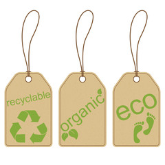 Set of carton tags for recyclable, organic and eco products