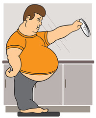 Man on Bathroom Scales