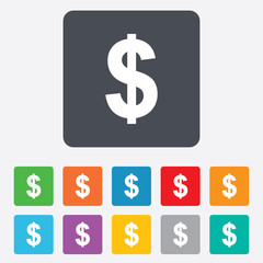 Dollar sign icon. USD currency symbol.