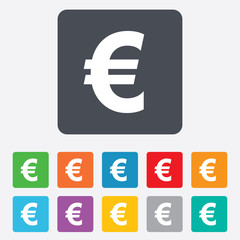 Euro sign icon. EUR currency symbol.