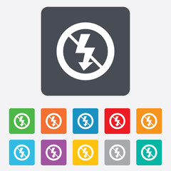 No Photo flash sign icon. Lightning symbol.