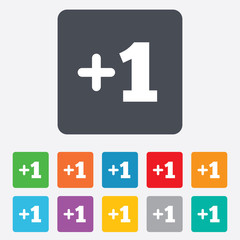 Obraz premium Plus one sign. Add one symbol.