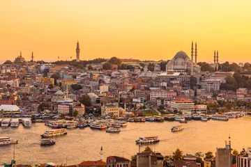 Foto op Plexiglas Istanbul, Turkey, View on Golden Horn bay from Galata Tower © Igor Stepovik