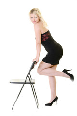 Fototapeta premium La blonde isolé sur fond blanc