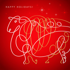 Hand drawn free style sketch of sheep, symbol of new year.