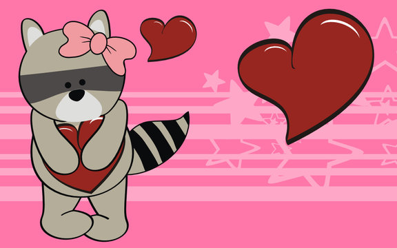 Raccoon Bear Girl Cartoon Love Wallpaper