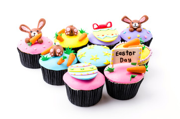 Easter cupcakes isolated white background