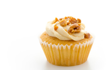 Nuts cupcake isolated on white background