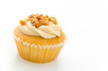 Nuts cupcake isolated on white background