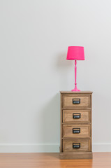 Lamp on bedside table