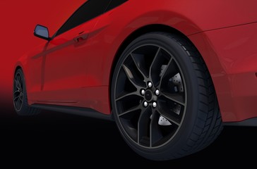 Obraz na płótnie Canvas Red Sports Car Side View