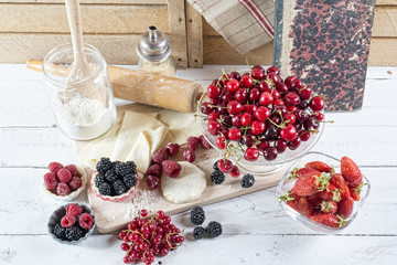 preparation for cake with berries