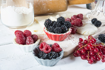 preparation for cake with berries